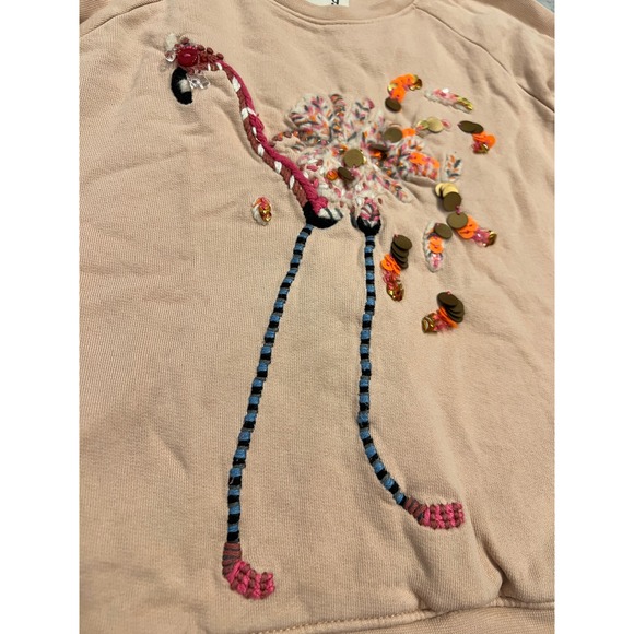 Soft Gallery Chaz Sweatshirt Kids 6Y Sequin Embroidered Flamingo Pullover Peach - Picture 10 of 16